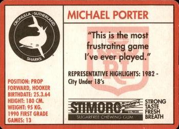 1991 Stimorol NRL #98 Michael Porter Back